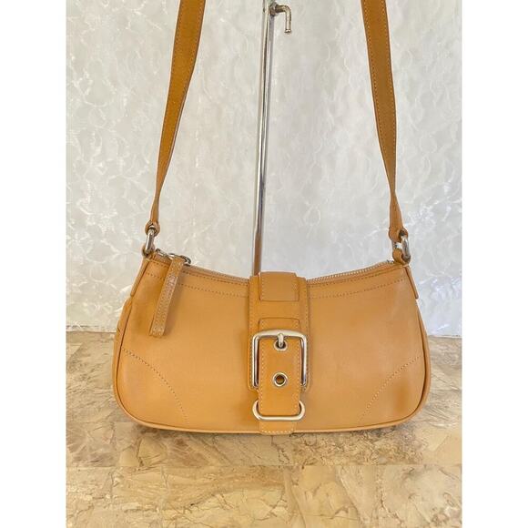 Vtg COACH Hampton caramel leather Y2K Demi small shoulder bag 7540 - Picture 1 of 10